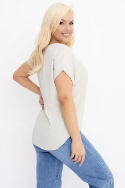 Damskie Włoski Jasnobeżowa Bluzka z wisiorkiem FAIRY