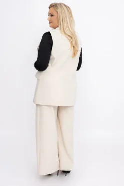 Włoski Jasnobeżowa Kamizelka elegancka z dżetami RAGI