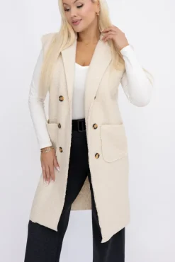 Włoski Jasnobeżowa Kamizelka pluszowa MERGOTTO