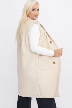 Włoski Jasnobeżowa Kamizelka pluszowa MERGOTTO