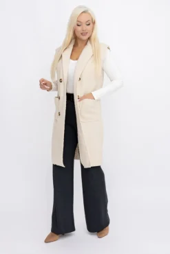 Włoski Jasnobeżowa Kamizelka pluszowa MERGOTTO