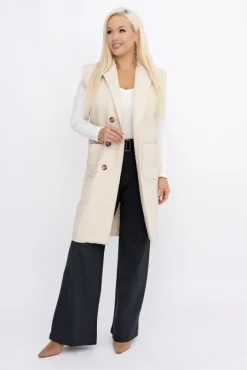 Włoski Jasnobeżowa Kamizelka pluszowa MERGOTTO