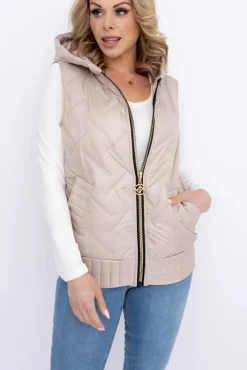 Damskie Polski Jasnobeżowa Kamizelka z kapturem MEGERI