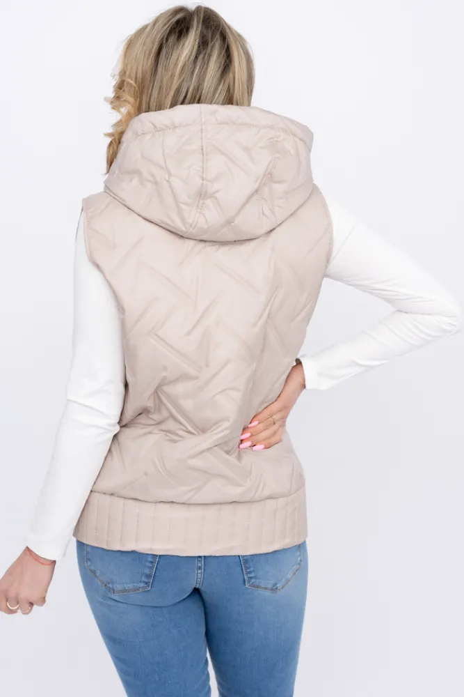 Damskie Polski Jasnobeżowa Kamizelka z kapturem MEGERI