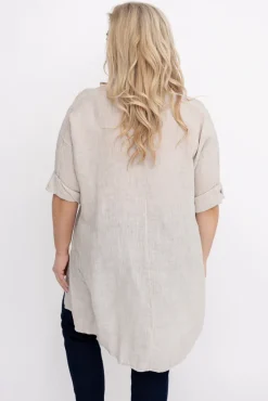 Damskie Włoski Jasnobeżowa Koszula lniana LOGARIO