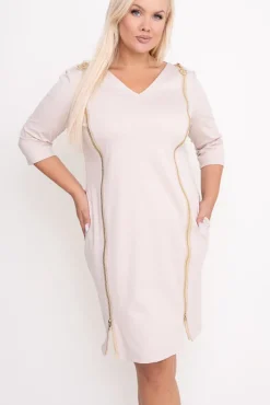 Polski Jasnobeżowa Sukienka BLOOM