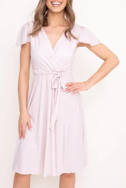 Polski Jasnobeżowa Sukienka brokatowa GENVELI