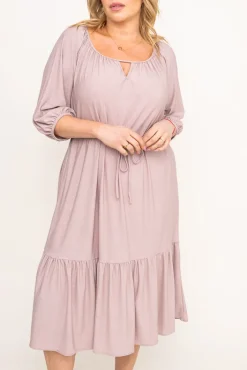 Polski Jasnobeżowa Sukienka brokatowa z paskiem PENTUZI