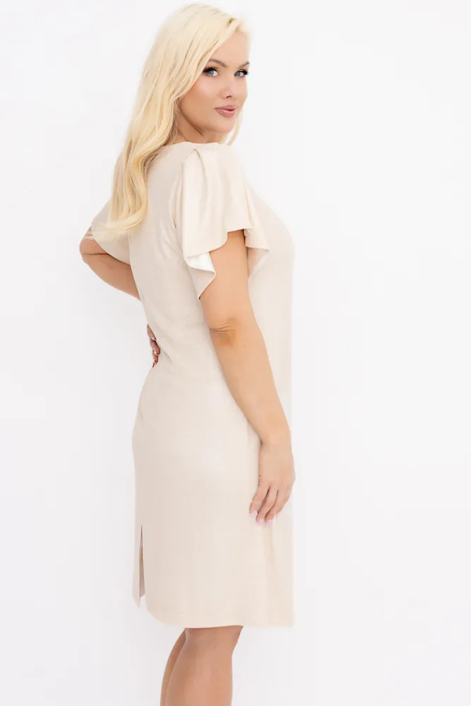 Polski Jasnobeżowa Sukienka błyszcząca DEKENA