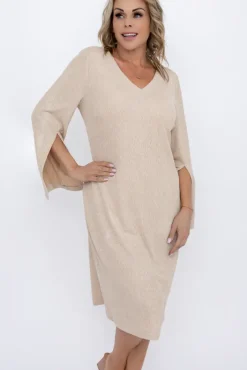 Polski Jasnobeżowa Sukienka błyszcząca VERIGO