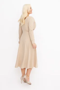 Włoski Jasnobeżowa Sukienka FEZANTI