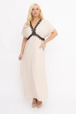 Włoski Jasnobeżowa Sukienka GRENMI