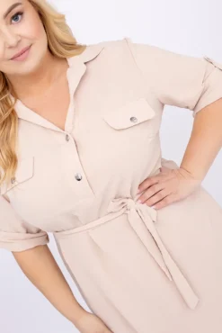 Polski Jasnobeżowa Sukienka IMALI