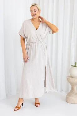 Włoski Jasnobeżowa Sukienka muślinowa SHEGENI