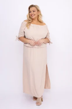 Polski Jasnobeżowa Sukienka NOBI