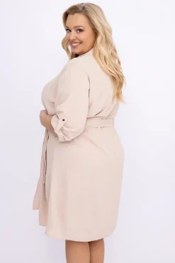 Polski Jasnobeżowa Sukienka POWER