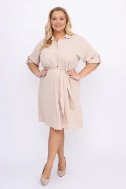 Polski Jasnobeżowa Sukienka POWER