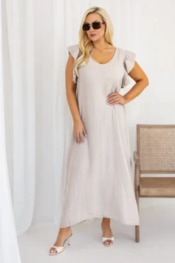 Włoski Jasnobeżowa Sukienka SINZI