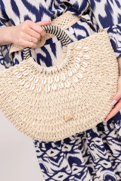 Damskie Jasnobeżowa Torebka pleciona LUSTI