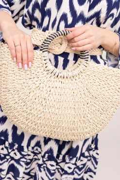 Damskie Jasnobeżowa Torebka pleciona LUSTI