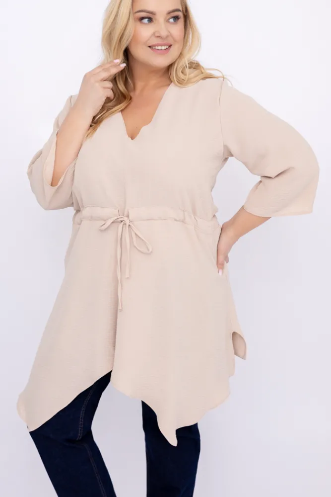 Damskie Polski Jasnobeżowa Tunika asymetryczna CLARIN