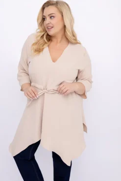 Damskie Polski Jasnobeżowa Tunika asymetryczna CLARIN