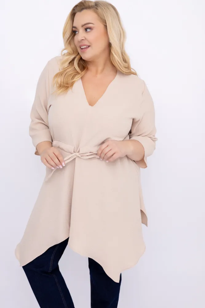 Damskie Polski Jasnobeżowa Tunika asymetryczna CLARIN