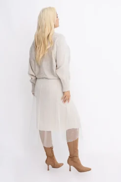 Damskie Włoski Jasno Komplet ze sweterkiem AMELIE