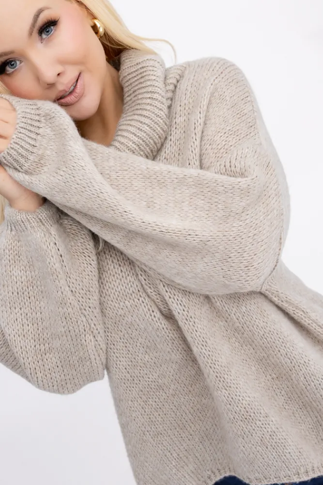 Damskie Włoski Jasno Sweter z golfem DELIO