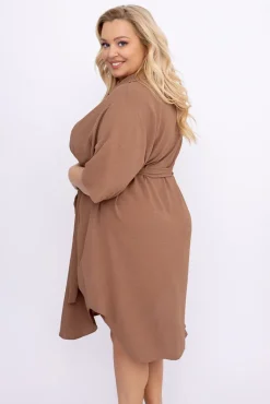 Polski Jasnobrązowa Sukienka koszulowa MERTINA