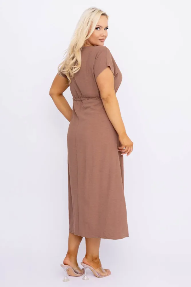 Polski Jasnobrązowa Sukienka PIRMENO