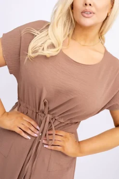 Polski Jasnobrązowa Sukienka PIRMENO