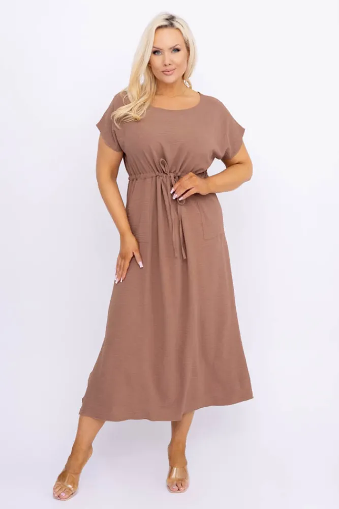 Polski Jasnobrązowa Sukienka PIRMENO