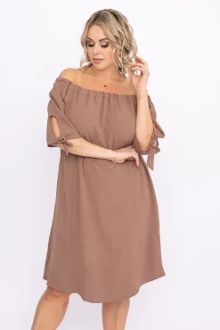 Polski Jasnobrązowa Sukienka ROSINA
