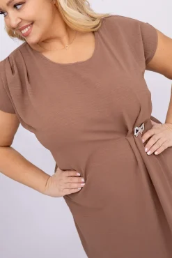 Polski Jasnobrązowa Sukienka z kokardką KARTISIA