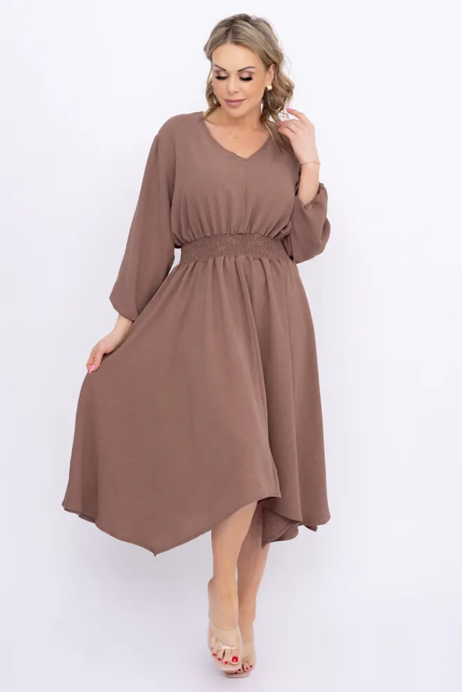 Polski Jasnobrązowa Sukienka z marszczeniem MILIO