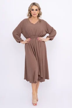 Polski Jasnobrązowa Sukienka z marszczeniem MILIO