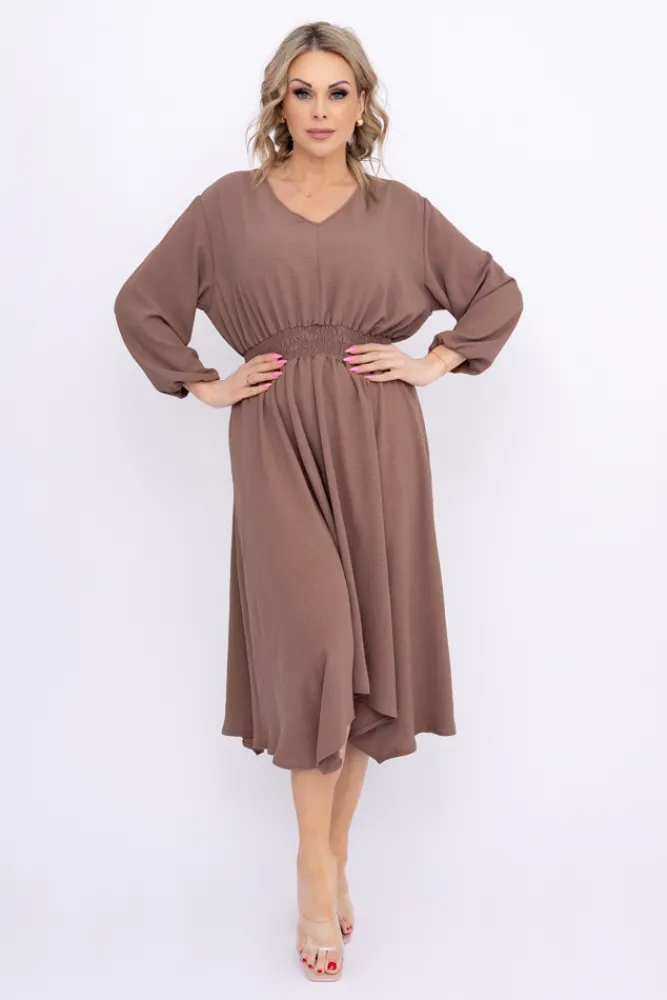 Polski Jasnobrązowa Sukienka z marszczeniem MILIO