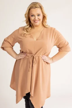 Damskie Polski Jasnobrązowa Tunika asymetryczna CLARIN