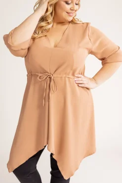 Damskie Polski Jasnobrązowa Tunika asymetryczna CLARIN