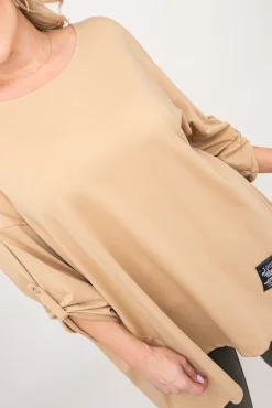 Damskie Włoski Jasnobrązowa Tunika asymetryczna DELMENA