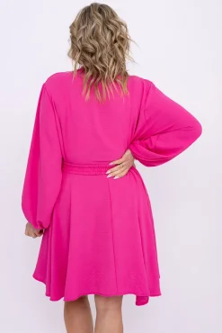 Włoski Jasnoróżowa Sukienka koszulowa z paskiem DEPERI