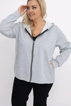 Damskie Włoski Jasnoszara Bluza z kapturem KORDIEN