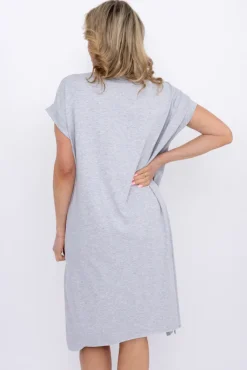 Włoski Jasnoszara Sukienka LUKRIZO