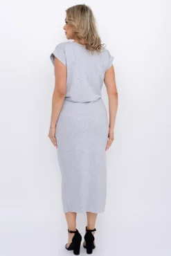 Włoski Jasnoszara Sukienka SAMARIA