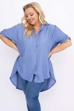 Damskie Włoski Jeanosowniebieska Koszula TERIEN