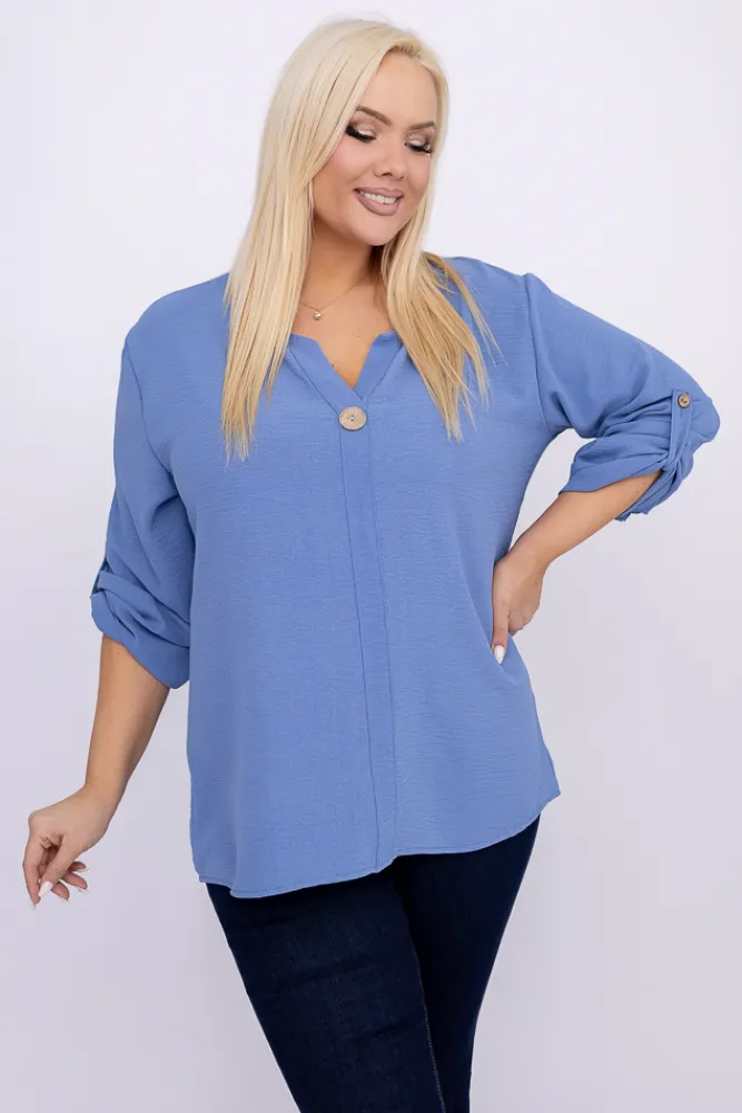 Damskie Włoski Jeansowoniebieska Bluzka DUREMI