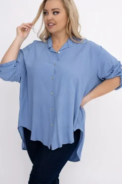 Damskie Włoski Jeansowoniebieska Koszula MILOGI