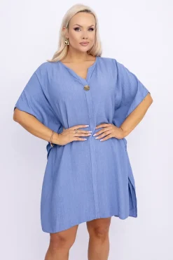 Włoski Jeansowoniebieska Sukienka KIRMEN