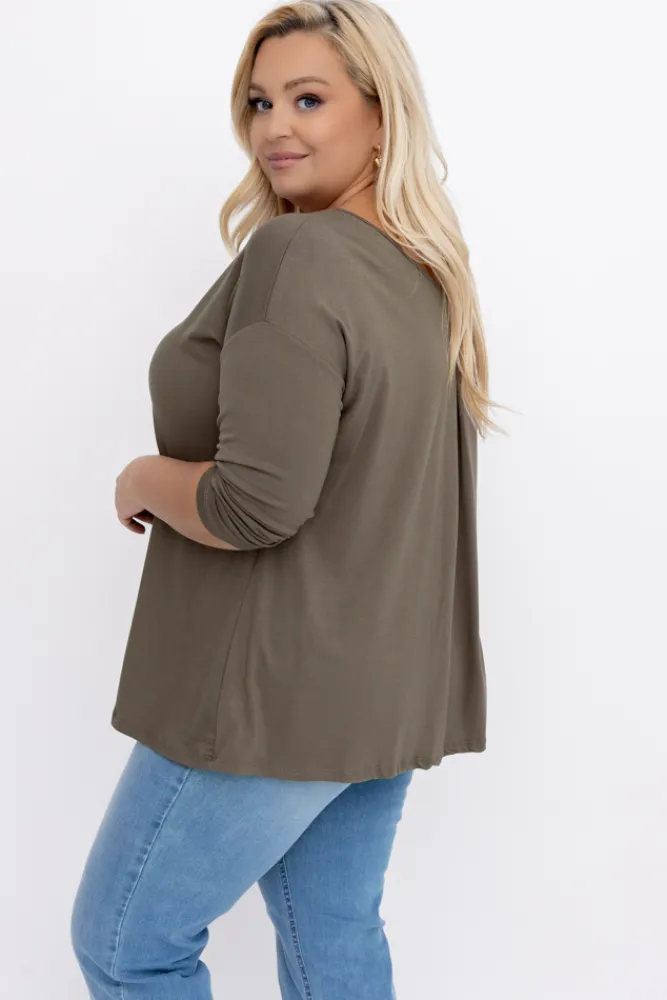 Damskie Włoski Kawowa Bluzka DEFENTO